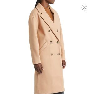 TopShop Leo Double Breasted Coat tan